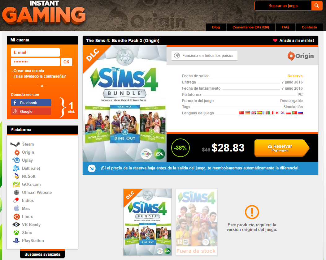 The Sims 4: Game Bundle #3 Listed on Instant Gaming